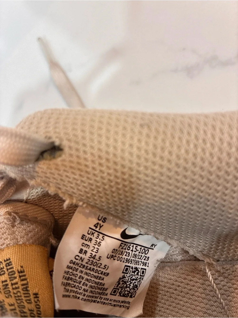 Nike Kids Neutral Beige and White Low-Top Sneakers